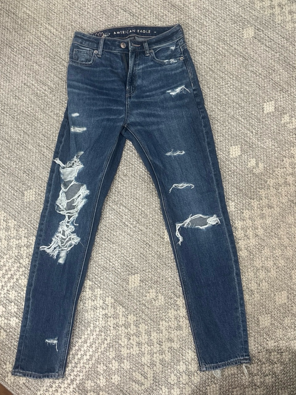 American Eagle Outfitters Navy Distressed Skinny Jeans